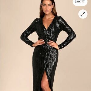 Lulu's Black Sequin Long Sleeve Dress